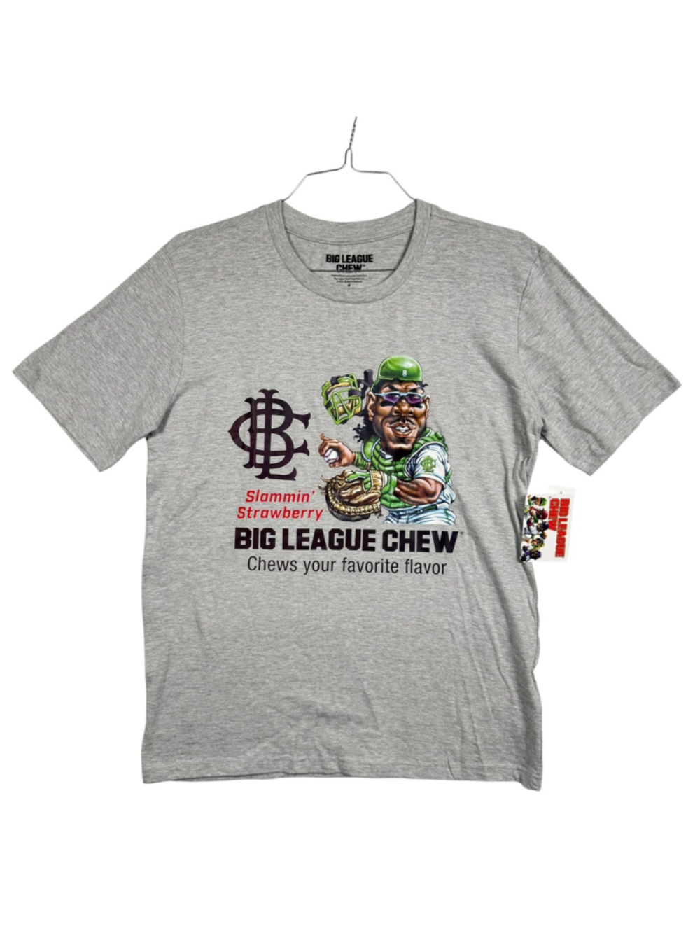 Big League Chew Bubblegum Baseball T Shirt Heather Gray Slammin Strawberry Men M